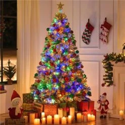 Yaheetech Pre-lit Flocked Artificial Christmas Tree