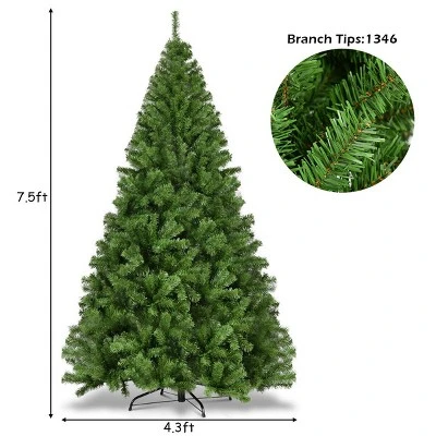 Tangkula 7.5ft PVC Artificial Christmas Tree 1346 Hinged Tips w/ Solid Metal Leg 4 Tangkula 7.5ft PVC Artificial Christmas Tree 1346 Hinged Tips w/ Solid Metal Leg - Image 2