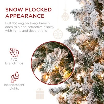 Best Choice Products Pre-Lit Artificial Snow Flocked Pencil Christmas Tree Holiday Decoration 4 Best Choice Products Pre-Lit Artificial Snow Flocked Pencil Christmas Tree Holiday Decoration - Image 2