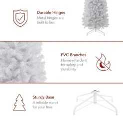 Best Choice Products White Artificial Holiday Christmas Pencil Tree w/ Metal Base -Outlet Xmas Decor Tree Store GUEST 7e9b7778 9d29 4aa6 a5f9 df38ad564c4f