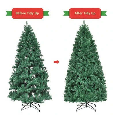 Costway 7Ft/7.5Ft/8Ft Pre-Lit PVC Christmas Tree Hinged 300/400/430 Lights 7 Costway 7Ft/7.5Ft/8Ft Pre-Lit PVC Christmas Tree Hinged 300/400/430 Lights - Image 5