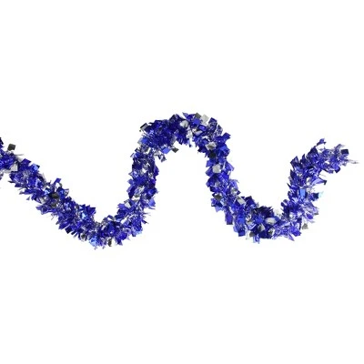 Northlight 12' x 4" Lavish Blue and Silver Boa Wide Cut Tinsel Christmas Garland - Unlit 4 Northlight 12' x 4" Lavish Blue and Silver Boa Wide Cut Tinsel Christmas Garland - Unlit - Image 2