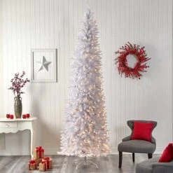 Nearly Natural 10-ft Slim White Artificial Christmas Tree with 800 Warm White LED Lights and 2420 Bendable Branches 14 Nearly Natural 10-ft Slim White Artificial Christmas Tree with 800 Warm White LED Lights and 2420 Bendable Branches -Outlet Xmas Decor Tree Store GUEST 8039788d d63a 4505 bd5a c9923c96e632