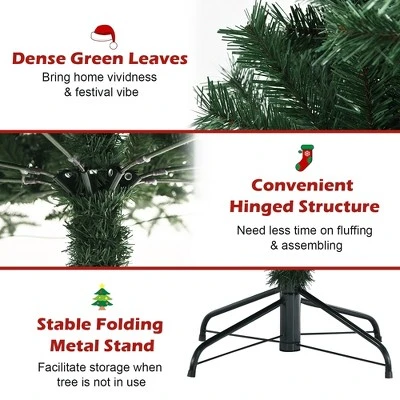 Costway 5Ft/6Ft/7Ft PVC Hinged Artificial Christmas Tree 410/648/968 Tips Holiday Decor with Metal Stand 10 Costway 5Ft/6Ft/7Ft PVC Hinged Artificial Christmas Tree 410/648/968 Tips Holiday Decor with Metal Stand - Image 8