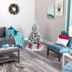 4ft Nearly Natural Pre-Lit LED Flocked Rock Springs Spruce Artificial Christmas Tree Clear Lights -Outlet Xmas Decor Tree Store GUEST 80e7dac1 a40d 4c33 bdb4 831d12bf6db0