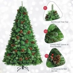 Costway 6ft7ft8ft Pre-lit Hinged Artificial Christmas Tree w/Pine Cones & Red Berries -Outlet Xmas Decor Tree Store GUEST 816b395f a496 4af3 9914 3787d84ed997