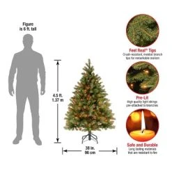 National Tree Company 4.5 ft Pre-Lit 'Feel Real' Artificial Full Downswept Christmas Tree, Green, Douglas Fir, Multicolor Lights, Includes Standt -Outlet Xmas Decor Tree Store GUEST 81a92a97 ee0b 4df4 8e27 98a624aebe45