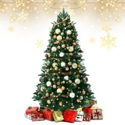 Tangkula 7.5FT Artificial Christmas Tree with 250 LED Lights Pre-Lit Hinged Xmas Tree with 1242 Branch Tips -Outlet Xmas Decor Tree Store GUEST 81a9a3a5 09ae 48c1 972a 5c1a933a4358