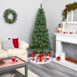 7ft Nearly Natural Pre-Lit LED Wisconsin Snow Tip Pine Artificial Christmas Tree Clear Lights -Outlet Xmas Decor Tree Store GUEST 81e811f4 bb91 4c1b 8fc2 6c64929b8471