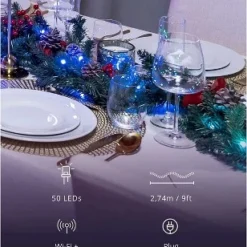 Twinkly Pre-Lit Garland App-Controlled LED Artificial Christmas Garland with 50 RGB+W (16 Million Colors + Warm White) LEDs. 9 Feet. Green Wire. -Outlet Xmas Decor Tree Store GUEST 82080617 0ff9 4ead 9fad 0eeddf0a00fb