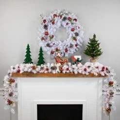Northlight 9' x 10" Pre-lit White Mixed Pine Artificial Christmas Garland - Clear Lights