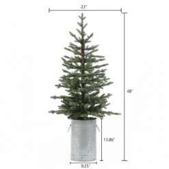 LuxenHome 4ft Pre-Lit LED Artificial Fir Slim Christmas Tree Christmas Decoration with Metal Pot -Outlet Xmas Decor Tree Store GUEST 8298065f 551d 4ac8 a8fd cc022a5637d9