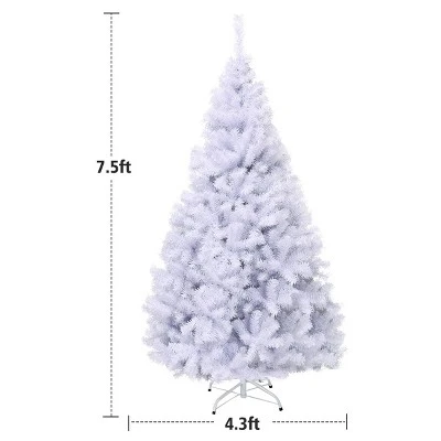 Tangkula 7.5ft White Christmas Pine Tree Hinged Artificial Decoration w/ 1346 Tips & Metal Stand 7 Tangkula 7.5ft White Christmas Pine Tree Hinged Artificial Decoration w/ 1346 Tips & Metal Stand - Image 5