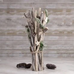 Northlight 18" Natural Branch Bundle with Stars and Berries Christmas Decor