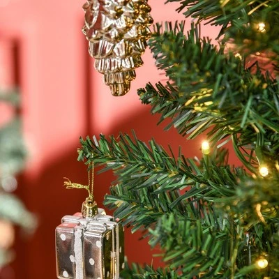 HOMCOM 6ft Tall Pre-Lit Slim Noble Fir Artificial Christmas Tree with Realistic Branches, 200 Warm White LED Lights and 390 Tips 7 HOMCOM 6ft Tall Pre-Lit Slim Noble Fir Artificial Christmas Tree with Realistic Branches, 200 Warm White LED Lights and 390 Tips - Image 5