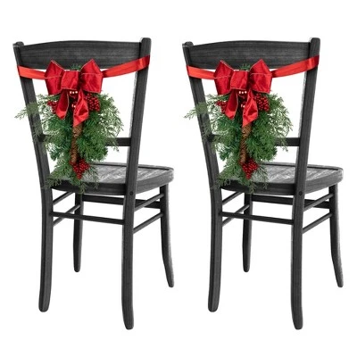 Northlight Set of 2 Mixed Cedar and Pine Christmas Chair Back Swags 3 Northlight Set of 2 Mixed Cedar and Pine Christmas Chair Back Swags