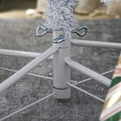 HOMCOM Prelit Artificial Christmas Tree Holiday Decoration with Warm White LED Lights, Auto Open, Steel Base, White -Outlet Xmas Decor Tree Store GUEST 83d9fd35 89db 42b8 9560 48dff8d832eb