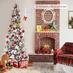 Tangkula 8FT Slim Pencil Tree Hinged Artificial Christmas Tree W/ 807 Branches Tips -Outlet Xmas Decor Tree Store GUEST 842f58c8 181d 44fd 8470 a76878e15dd3