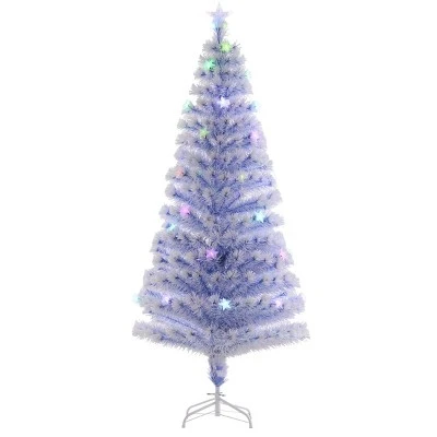 HOMCOM Pre-Lit Douglas Fir Artificial Christmas Tree with 230 Tips, 26 Fiber Optic Lights, White/Blue 10 HOMCOM Pre-Lit Douglas Fir Artificial Christmas Tree with 230 Tips, 26 Fiber Optic Lights, White/Blue - Image 8