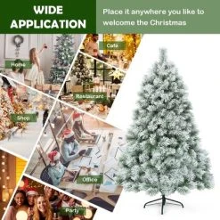 Tangkula Snow Flocked Artificial Christmas Tree Hinged Decoration Pine Tree -Outlet Xmas Decor Tree Store GUEST 847eb27e f0f5 461b ace9 bd99769ab05f