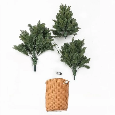 LuxenHome 6.5ft Pre-Lit LED Artificial Slim Fir Christmas Tree with Pot 4 LuxenHome 6.5ft Pre-Lit LED Artificial Slim Fir Christmas Tree with Pot - Image 2