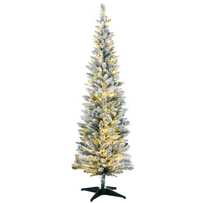 HOMCOM Pre-Lit Slim Noble Fir Artificial Christmas Tree with Realistic Branches, Warm White LED Lights and Tips, Green 5 HOMCOM Pre-Lit Slim Noble Fir Artificial Christmas Tree with Realistic Branches, Warm White LED Lights and Tips, Green - Image 3