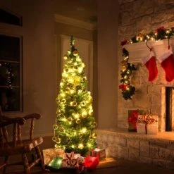 Costway 5'/6'/7'/8' /9' PVC Artificial Pencil Christmas Tree Slim Green -Outlet Xmas Decor Tree Store GUEST 85c42d6f 86cd 4f11 8019 15340ca4bd85