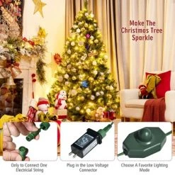 Costway 6ft Pre-Lit Artificial Hinged Christmas Tree w/8 Modes LED Lights and Foot Pedal -Outlet Xmas Decor Tree Store GUEST 85e4f8da db69 440a 9ab7 cf4b127d0668