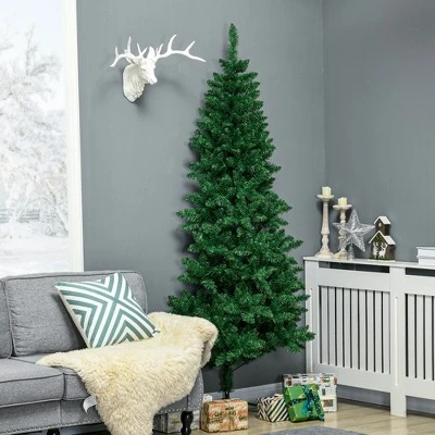 HOMCOM Half Artificial Christmas Tree Holiday Decoration with Auto Open, Steel Base 3 HOMCOM Half Artificial Christmas Tree Holiday Decoration with Auto Open, Steel Base