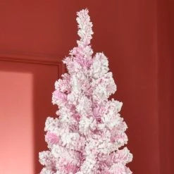 HOMCOM 7.5' Tall Unlit Snow Flocked Artificial Christmas Tree Slim Pencil Xmas Tree with Pine Shape and Realistic Branches, Pink 10 HOMCOM 7.5' Tall Unlit Snow Flocked Artificial Christmas Tree Slim Pencil Xmas Tree with Pine Shape and Realistic Branches, Pink -Outlet Xmas Decor Tree Store GUEST 86c47c83 46e7 4f22 bb80 f58682edd270