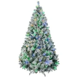 HOMCOM Prelit Artificial Christmas Tree Holiday Decoration with Snow-flocked Branches, Warm White or Colorful LED Lights -Outlet Xmas Decor Tree Store GUEST 8723d70f c403 4dcb 94b3 46420897f5cb