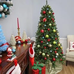 National Tree Company 6.5 ft Pre-Lit Artificial Full Christmas Tree, Green, North Valley Spruce, Multicolor Lights, Includes Stand -Outlet Xmas Decor Tree Store GUEST 872899aa 1381 465e a8ec 3a4863284238