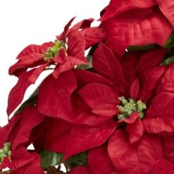 Poinsettia with Decorative Planter Silk Arrangement - Nearly Natural -Outlet Xmas Decor Tree Store GUEST 882024ec 5657 45e4 88bf 330c2081b693