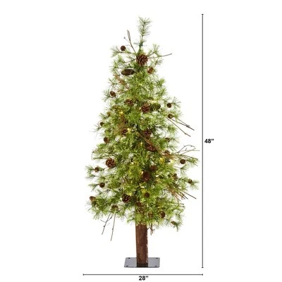 4ft Nearly Natural Pre-Lit LED Wyoming Alpine with Pinecones Artificial Christmas Tree Clear Lights 3 4ft Nearly Natural Pre-Lit LED Wyoming Alpine with Pinecones Artificial Christmas Tree Clear Lights