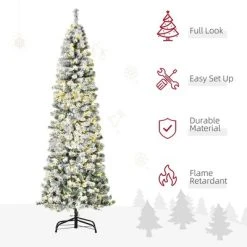 HOMCOM Pre-Lit Snow-Flocked Slim Douglas Fir Artificial Christmas Tree with Realistic Branches 20 HOMCOM Pre-Lit Snow-Flocked Slim Douglas Fir Artificial Christmas Tree with Realistic Branches -Outlet Xmas Decor Tree Store GUEST 88287b81 ab9f 450e a359 06215463e516