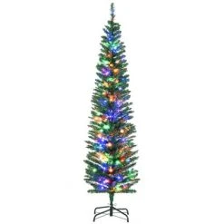 HOMCOM Prelit Artificial Christmas Tree Holiday Decoration with Colorful LED Lights, Pencil Shape, Green -Outlet Xmas Decor Tree Store GUEST 88974edf 6c6e 4dd3 bd8e d8c05b7313b2
