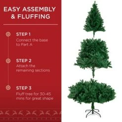 Best Choice Products 6ft Pre-Lit Premium Hinged Artificial Christmas Pine Tree w/ 1,000 Tips, 250 LED Lights, Metal Base -Outlet Xmas Decor Tree Store GUEST 88d732b6 9700 4113 af8f e452affbe531