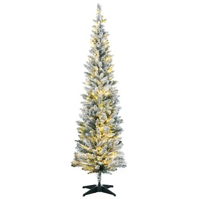 HOMCOM Pre-Lit Slim Noble Fir Artificial Christmas Tree with Realistic Branches, Warm White LED Lights and Tips, Green 9 HOMCOM Pre-Lit Slim Noble Fir Artificial Christmas Tree with Realistic Branches, Warm White LED Lights and Tips, Green - Image 7