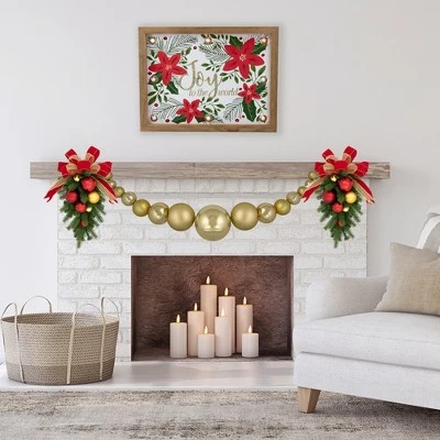 Northlight 6' Gold Shiny and Matte Shatterproof Ball Christmas Swag 4 Northlight 6' Gold Shiny and Matte Shatterproof Ball Christmas Swag - Image 2