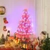 HOMCOM 4ft Fir Artificial Christmas Tree with Realistic Branches, 130 Multi-Color Fiber Optic LED Lights and 130 Tips, Pink -Outlet Xmas Decor Tree Store GUEST 8986c056 2c03 4180 9263 6eb61c5cb869