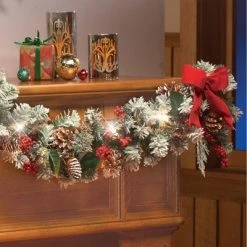 Collections Etc. Collections Etc Lighted Christmas Frosted Pine Garland