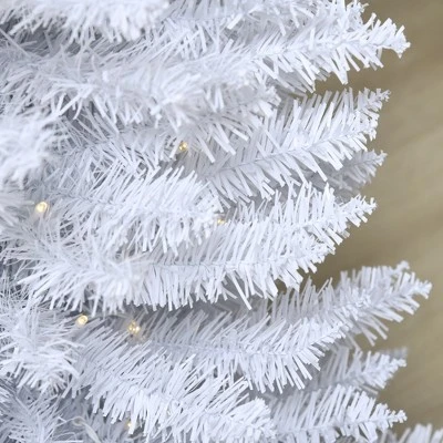 HOMCOM 5' Tall Pre-Lit Slim Noble Fir Artificial Christmas Tree with Realistic Branches, 110 Warm White LED Lights and 294 Tips 7 HOMCOM 5' Tall Pre-Lit Slim Noble Fir Artificial Christmas Tree with Realistic Branches, 110 Warm White LED Lights and 294 Tips - Image 5