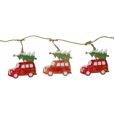Northlight 55" Red Vintage Truck with Tree Christmas Garland on Jute Rope 5 Northlight 55" Red Vintage Truck with Tree Christmas Garland on Jute Rope - Image 3