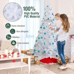 Tangkula 7'Artificial White PVC Christmas Tree Outdoor w/ Metal Stand and Anti-scratching Cover -Outlet Xmas Decor Tree Store GUEST 89f3644c 7cd8 4ece 95e5 5f399674a9c4