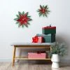 Northlight 14" Small Green and Red Metal Poinsettia Christmas Wall Hanging