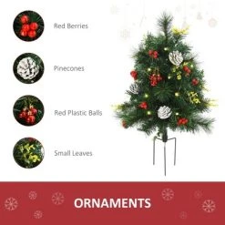 HOMCOM 22.5in Christmas Tree 2-Pack Outdoor Pre-Lit Artificial Pine Cordless with 24 Warm White Lights and Stakes -Outlet Xmas Decor Tree Store GUEST 8a65074a 8556 4e3c 8254 a4c7963426fd