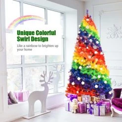 Costway 7FT Artificial Hinged Colorful Rainbow Full Fir Christmas Tree with 1213 Tips -Outlet Xmas Decor Tree Store GUEST 8a9211b8 2363 44dd b6be f65337ffeb1a