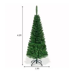 Tangkula 4.5ft Pencil Christmas Tree Pre-Lit Hinged Artificial Decoration w/ 150 Colorful Lights -Outlet Xmas Decor Tree Store GUEST 8a9904cd f63b 4c27 b4da 46646904a7f2