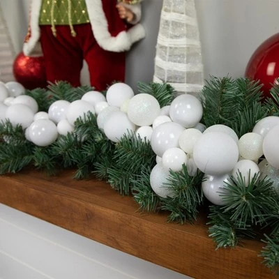 Northlight 6' White 3-Finish Shatterproof Ball Christmas Garland 4 Northlight 6' White 3-Finish Shatterproof Ball Christmas Garland - Image 2