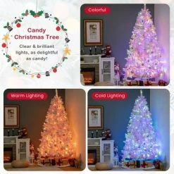 Costway 7 FT Flocked Artificial Christmas Tree Hinged with 500 LED Lights 1200 Branch Tips -Outlet Xmas Decor Tree Store GUEST 8b471caa ac73 4835 9d14 1b8b0e202586